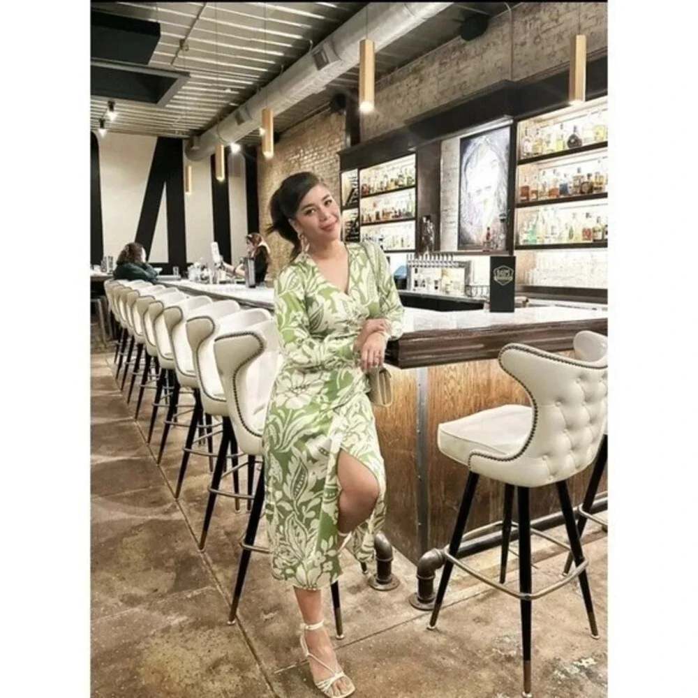 Zara Green Wrap Dress Wedding‎ Guest Cocktail Summer Event Dress Size M